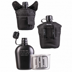 MIL-TEC – Čutara s pokrovom in skodelico, 900 ml, črna
